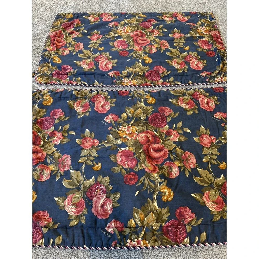Set Of 2 Vtg Tommy Hilfiger Oversized Shams Navy Rose Floral 38